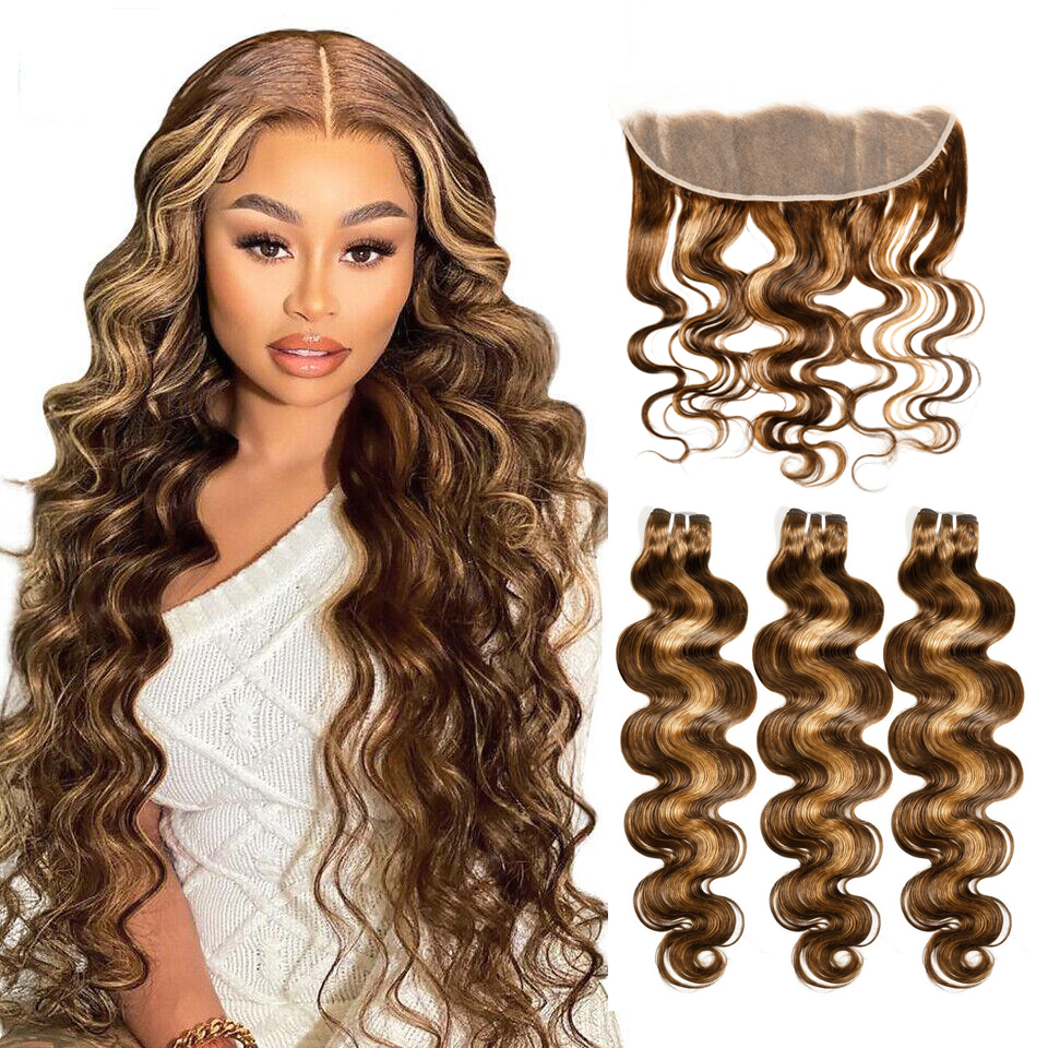 Stema Highlight #4/27 Body Wave Virgin Hair With 13x4 Transparent Lace Frontal